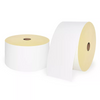 Papier thermique &agrave; rev&ecirc;tement &eacute;cologique 70 g/m&sup2; + adh&eacute;sif thermofusible antigel + papier antiadh&eacute;sif glassine jaune 58 g/m&sup2;